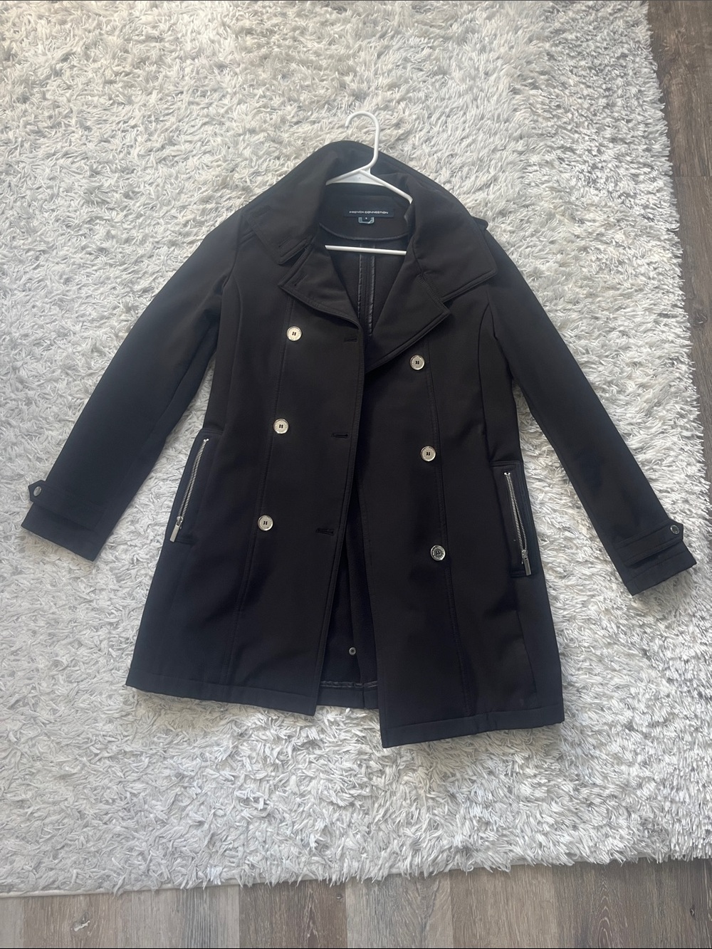 FRENCH CONNECTION BLACK TRENCH COAT